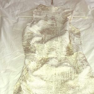 NWOT Venus cream and gold foil asymmetrical dress